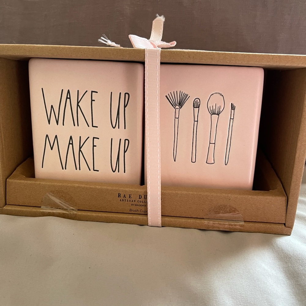 Rae Dunn - WAKE UP / MAKE UP - pink